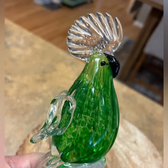 Hand Blown Murano Glass Cockatoo Heavy Art Figurine - Picture 6 of 15